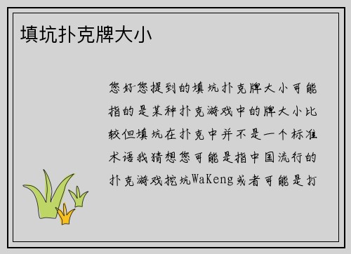 填坑扑克牌大小